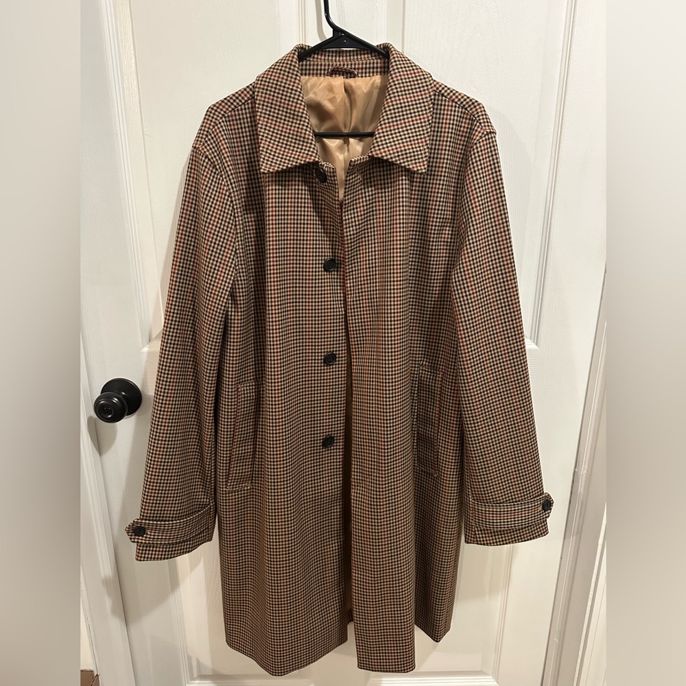 Topman Brown Checkered Trench Coat